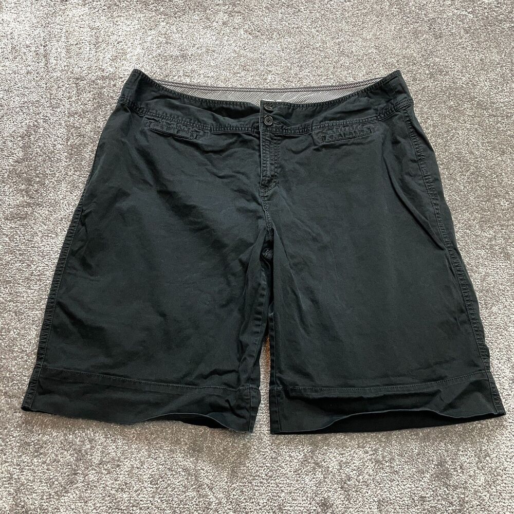 Madison Chino Shorts Womens 22W Black Cotton Casual Bermuda Straight 11" Inseam